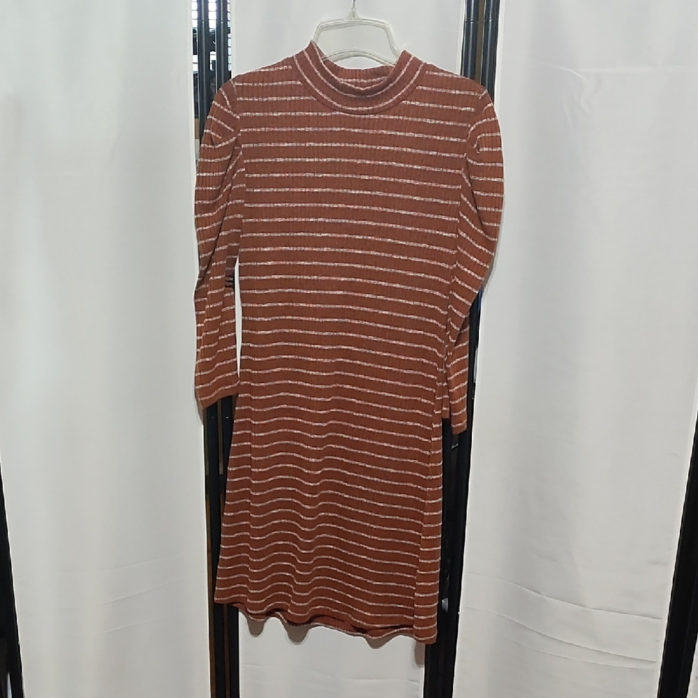 As U Wish Rust and White Striped Dress